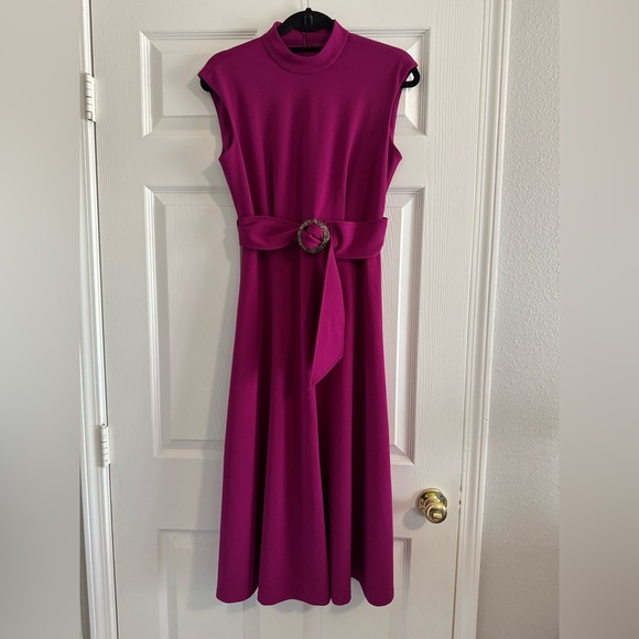 Calvin Klein Sleeveless Scuba Crepe Midi Dress - Picture 2 of 4
